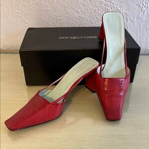 Sergio Rossi Red Patent Leather Slingbacks